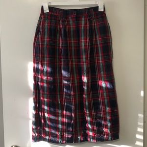 Vintage green, red, & blue plaid pencil skirt. 1980s does 1960s